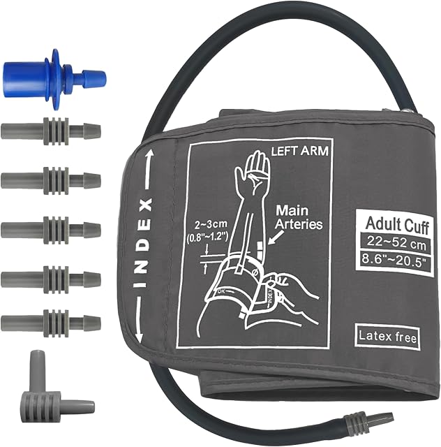 Extra Large Blood Pressure Cuff, 22-52CM circumference-Replaceable cuff for home use BP Monitors,with 7 connectors, Adult Arm XL Blood Pressure Cuff