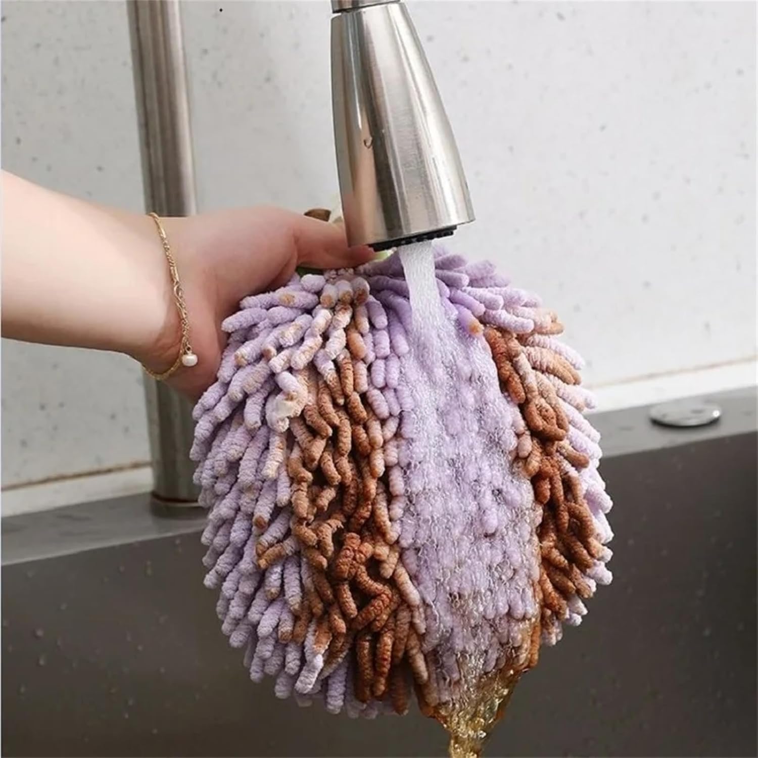 7 Pack Fuzzy Ball Towel Soft Absorbent Chenille Ball Towel Sets, Quick Dry Hand, Towels for Bathroom, Kitchen with Hooks