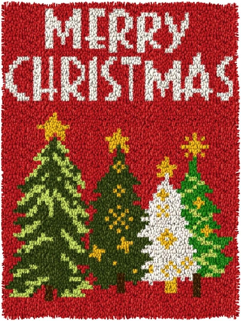 Ylkgogo Latch Hook Kits for Adults/Beginners Crocheting Rug Pre-Printed Canvas Tree Pattern Embroidery Tapestry Needlework Home Decor 20.5" X 15"