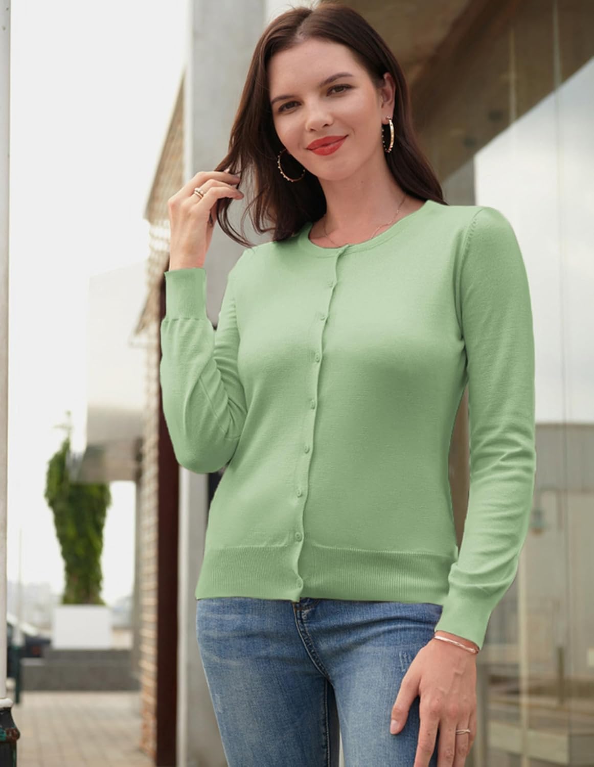 GRACE KARIN Womens Long Sleeve Knit Cardigan Sweaters Casual Dressy Open Front Button Down Cardigans Spring Outfits - Image 3