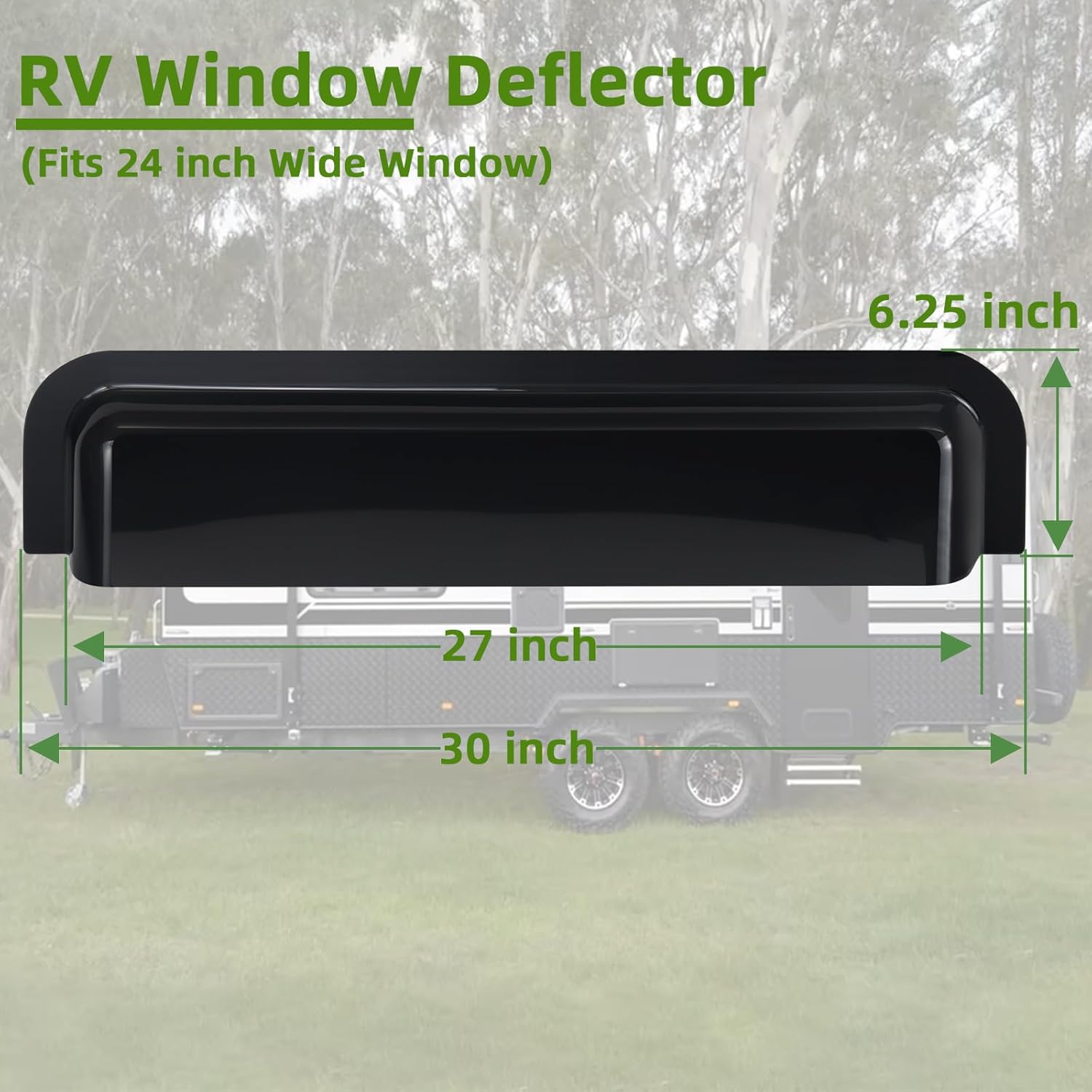 RV Window Rain Deflector & Sun Blade, RV Window Blade Rain Guard Sunroof Deflector Fits 24 inch Wide RV Sliding&Vertical Windows,Deflects Rain and Sun Protection for Camper Van Windows