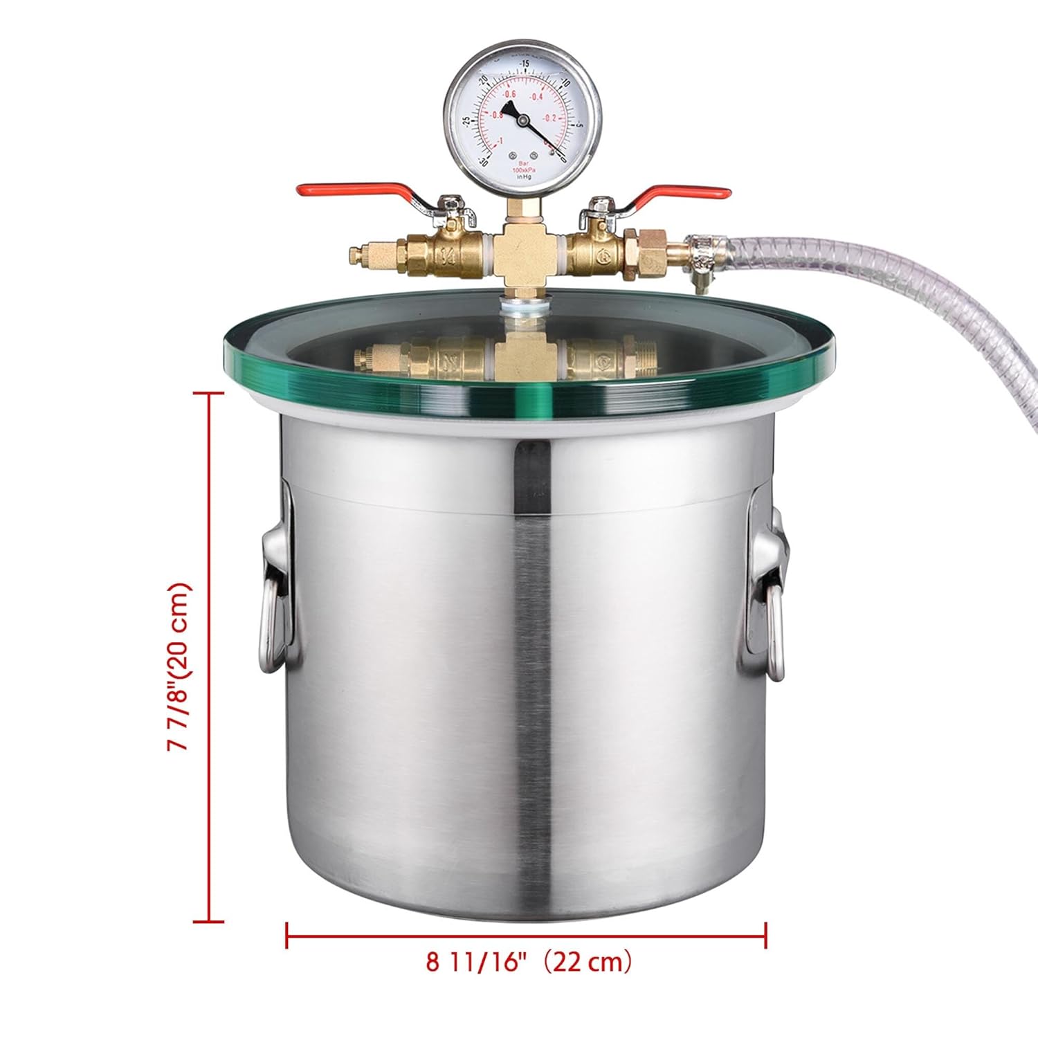 Yescom 2 Gallon Stainless Steel Vacuum Chamber Tempered Glass Lid kit for Essential Oils Silicone Mold Defoaming DIY