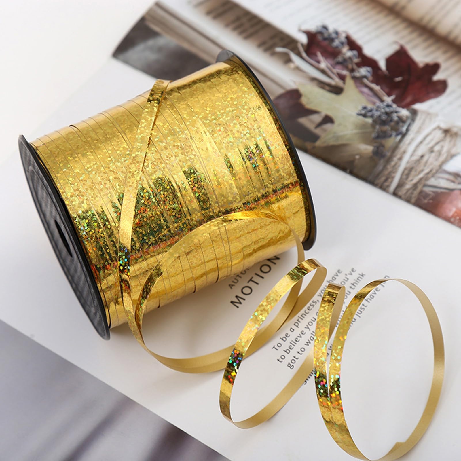 Waziwe 480 Metres De Ruban Cadeau Emballage, 48 Bolducs Pailletes En 8