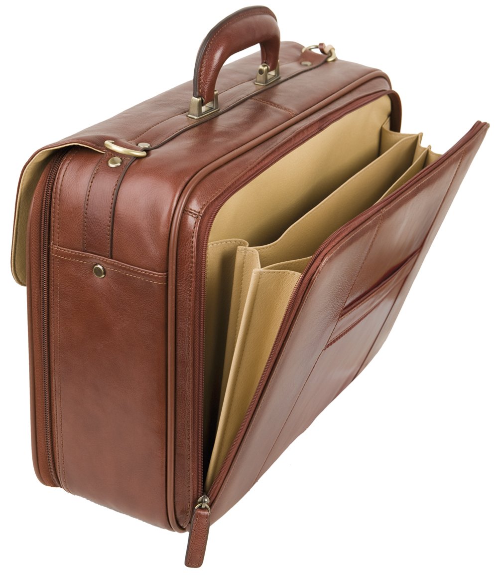 ELITE BAGS, Maletín médico profesional, Doctor´s, Maletín médico de piel, Cierre con llave, 15×40×34cm, Ampulario isotérmico, Bolso de piel, Maletín para visitas médicas, Portátil, Marrón