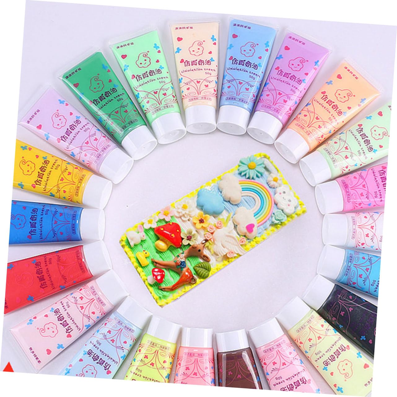 OSALADI 22 Pcs DIY Cream Glue Simulation Cream Colors with Dual Nozzles for Phone Case Crafting Safe Material Whipped Paste Decorating Embellishments Kit Random Color
