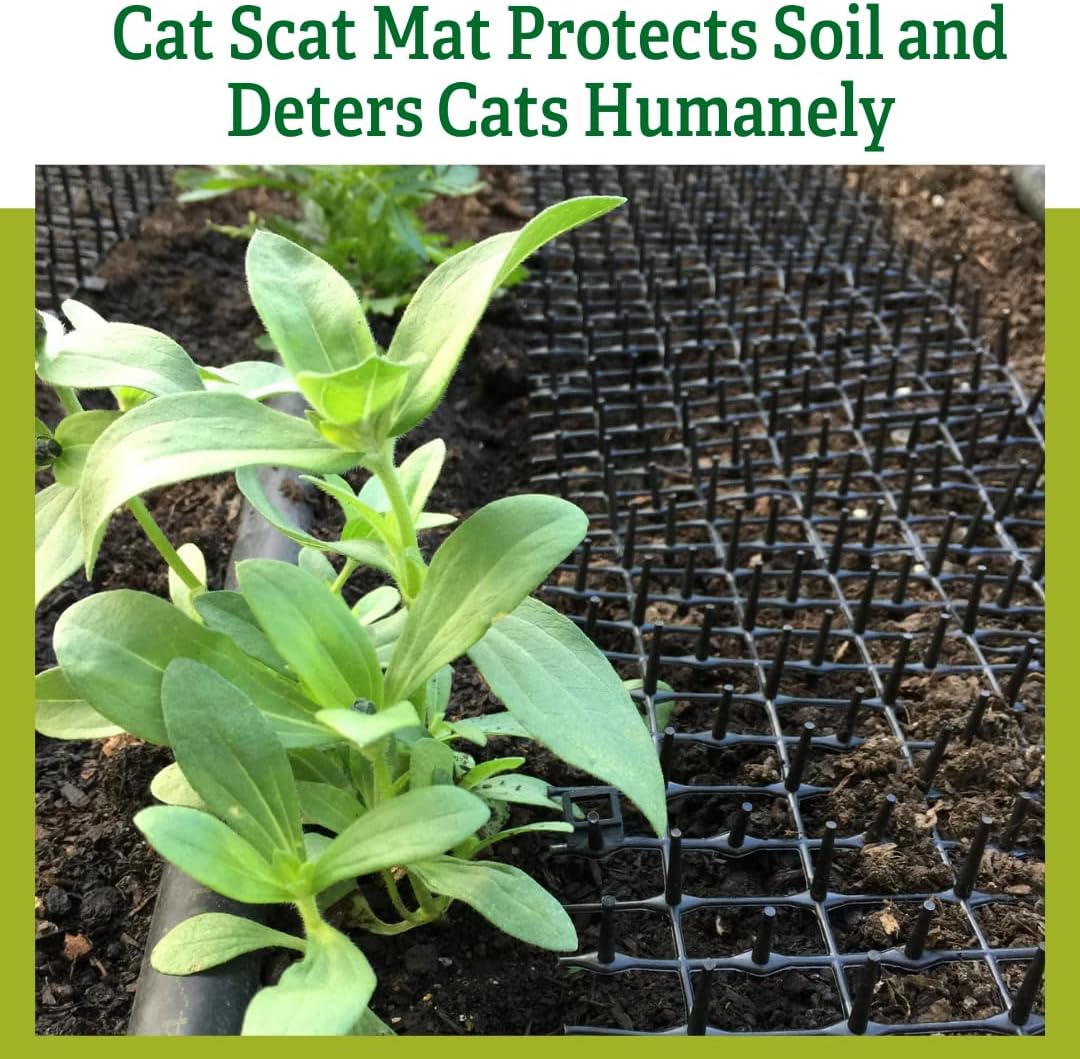 Gardener's Supply Company Cat Scat Mat | Harmless & Non-Toxic Animal Deterrer for Indoor Outdoor Garden & Plant Protection | 6.5 Feet Long - Easy to Cut to Size - Black