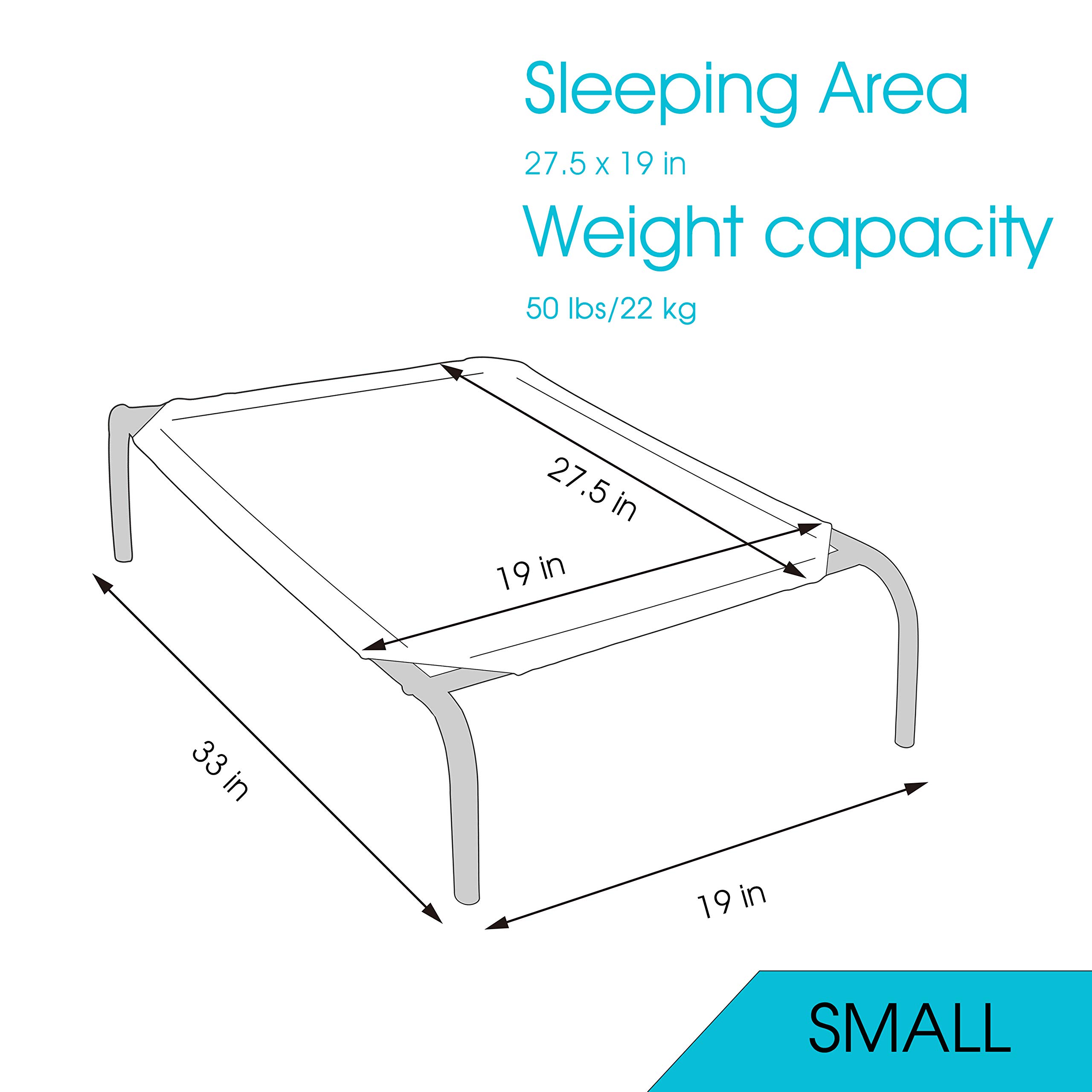 PHYEX Heavy Duty Steel-Framed Portable Elevated Pet Bed, Elevated Cooling Pet Cot, 33" L x 19" W x 7.5" H(S, Blue)