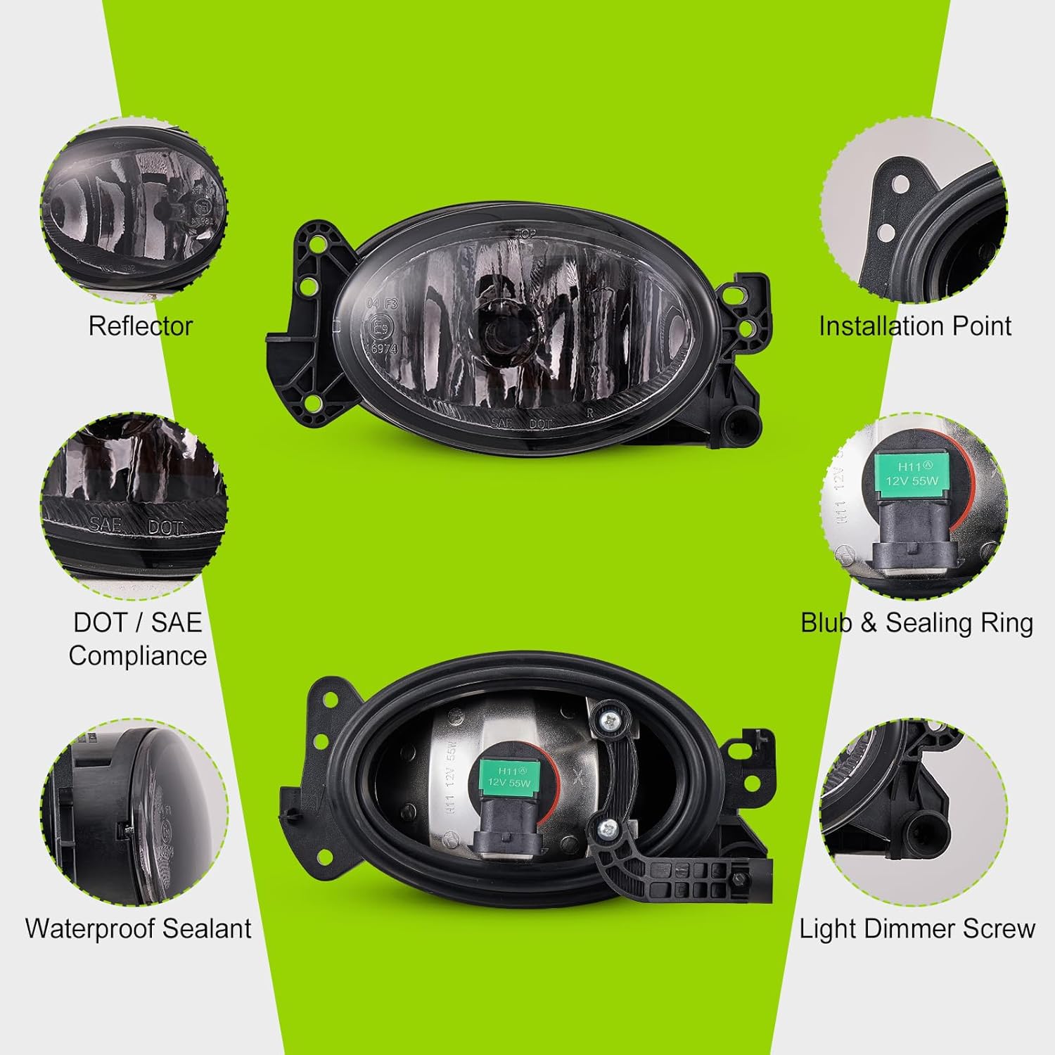 Fog Lights for 2006-2015 Mercedes Benz MB C250 C350 CLS500 E320 E350 E550 G550 G55/G63/G65/R63/SL55 AMG GL320 GL450 GL550 ML320 ML350 ML450 ML550 R320 R500 SL500 SL600 Smoke