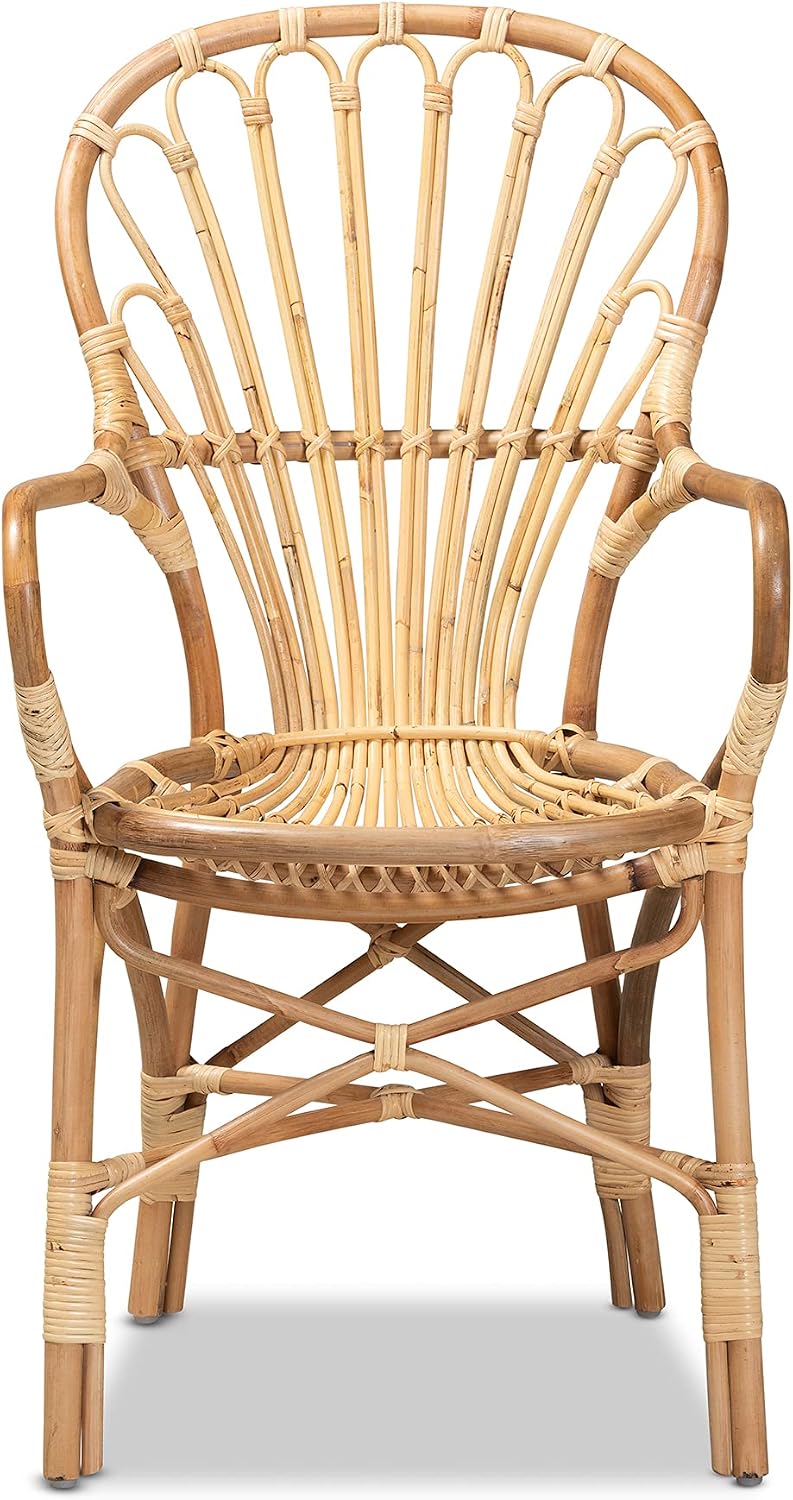 Bali & pari Sheraton Modern and Contemporary Light Honey Rattan Dining Chair