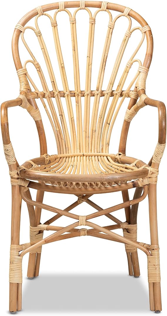 Bali & pari Sheraton Modern and Contemporary Light Honey Rattan Dining Chair