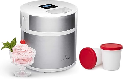 Miniatura 1 de ChefWave Elado - Máquina automática de yogur congelado de 2 cuartos de galón, sorbete, gelato, helados, incluye 2 recipientes de almacenamiento