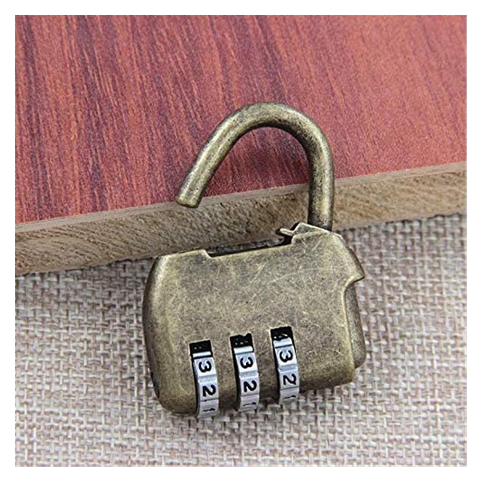 Candados for equipaje, 4 minicandados antiguos de bronce, pequeños metal, estilo antiguo, con contraseña modificable y predeterminada
