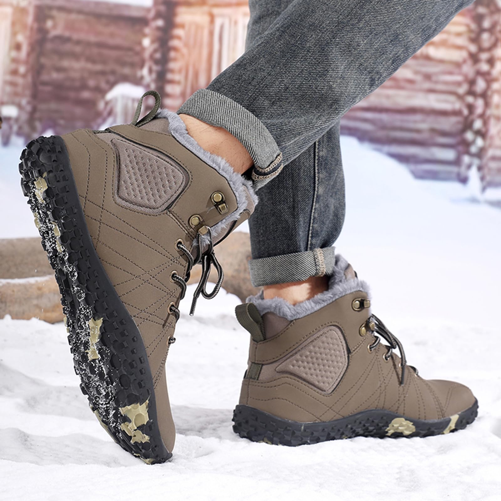 Męskie buty zimowe, buty trekkingowe z futrzaną podszewką, zimowe buty na co dzień i do aktywności na świeżym powietrzu