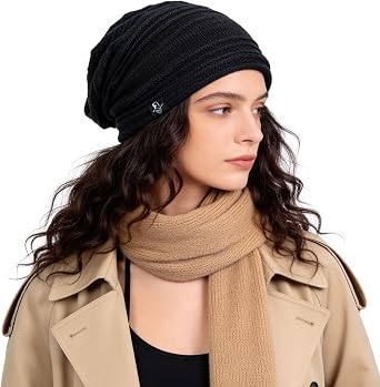 Ruphedy Womens Slouchy Beanie Hat Winter Knit Long Oversized Slouch Hat Casual Skull Cap for Daily Outdoor