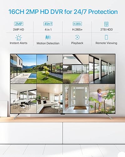 Miniatura 5 de ZOSI Sistema de cámara de seguridad para el hogar de 1080p de 16 canales H265 DVR de 16 canales con disco duro de 2 TB y 16 x 1080p CCTV Bullet Dome