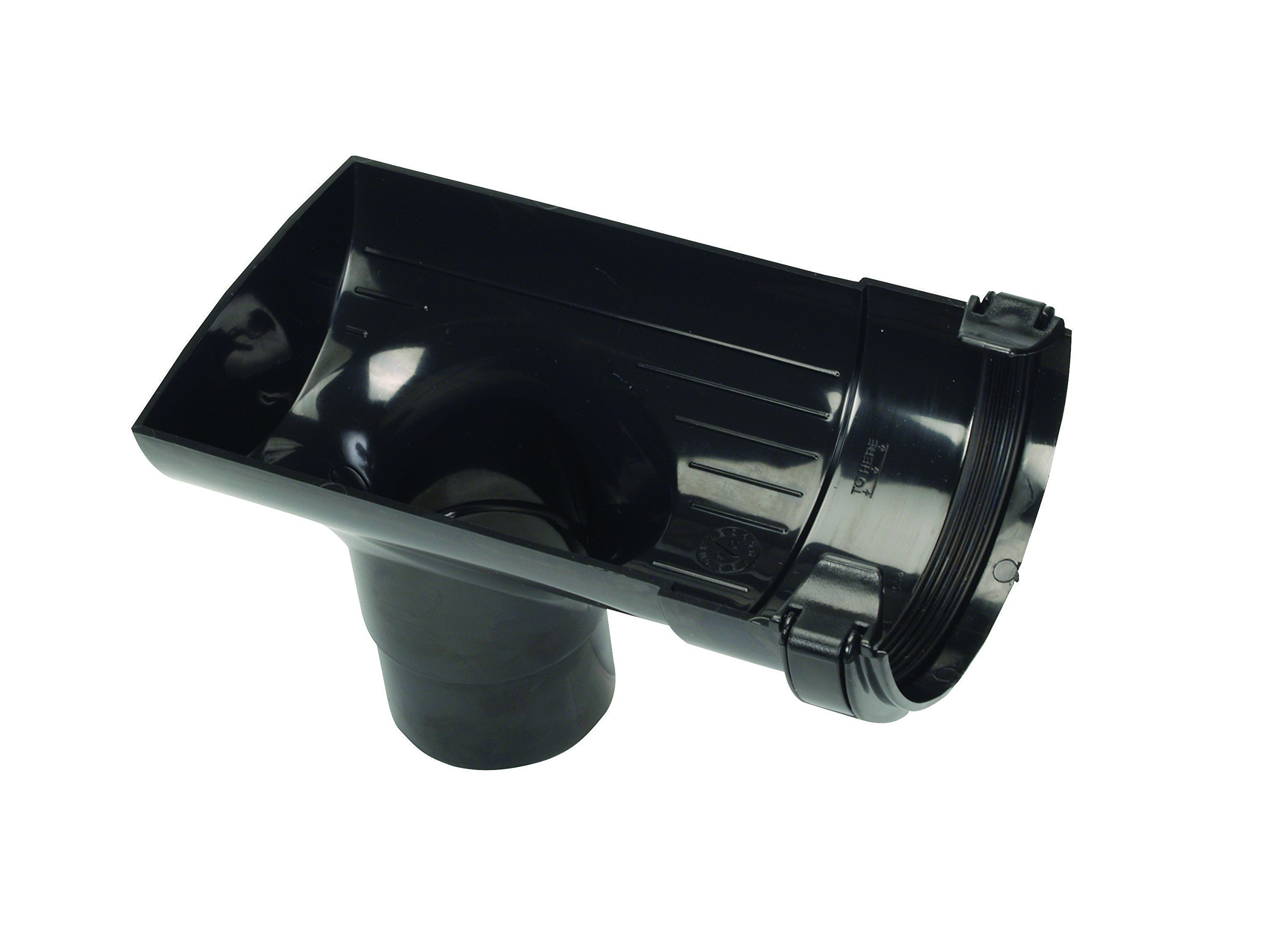 HUNTER (112MM HALF ROUND STOP END OUTLET BLACK) Half Round guttering components. Select individual parts as required.