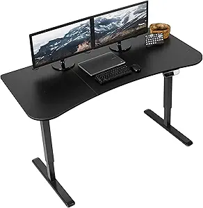 VIVO Electric Height Adjustable 63 x 32 inch Memory Stand Up Desk, Black Table Top, Black Frame, Touch Screen Preset Controller, 2E Series, DESK-KIT-2E1B