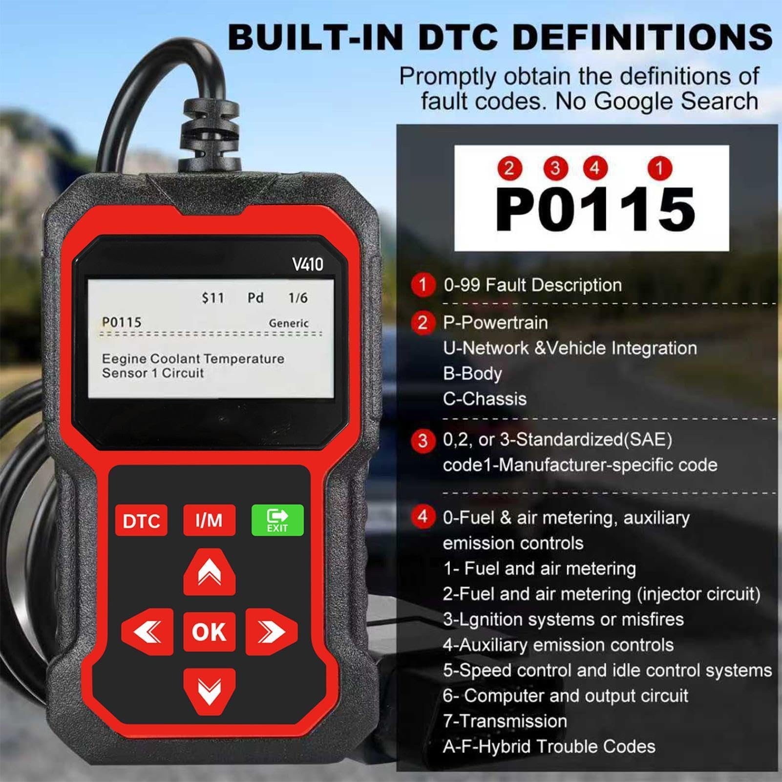 Auto-Codeleser OBD-II Scanner Motorfehlerdatensatz