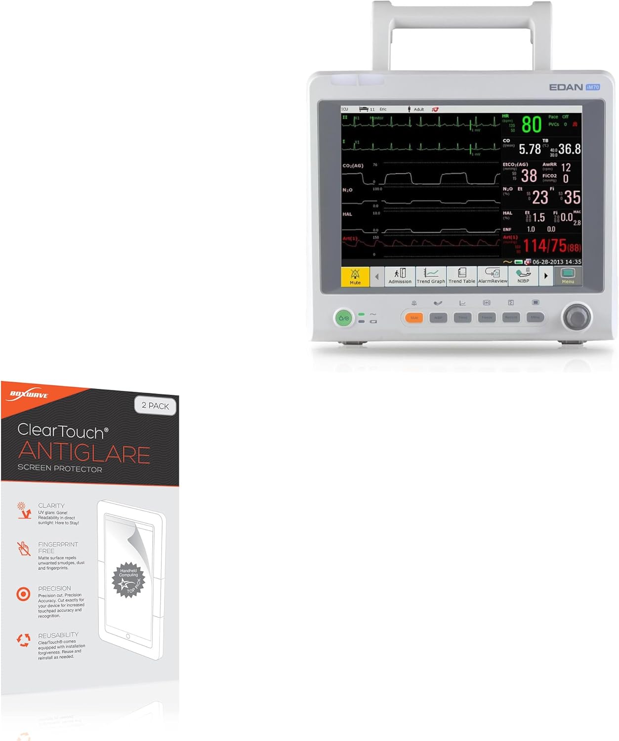 BoxWave Screen Protector Compatible with Edan iM70 - ClearTouch Anti-Glare (2-Pack), Anti-Fingerprint Matte Film Skin