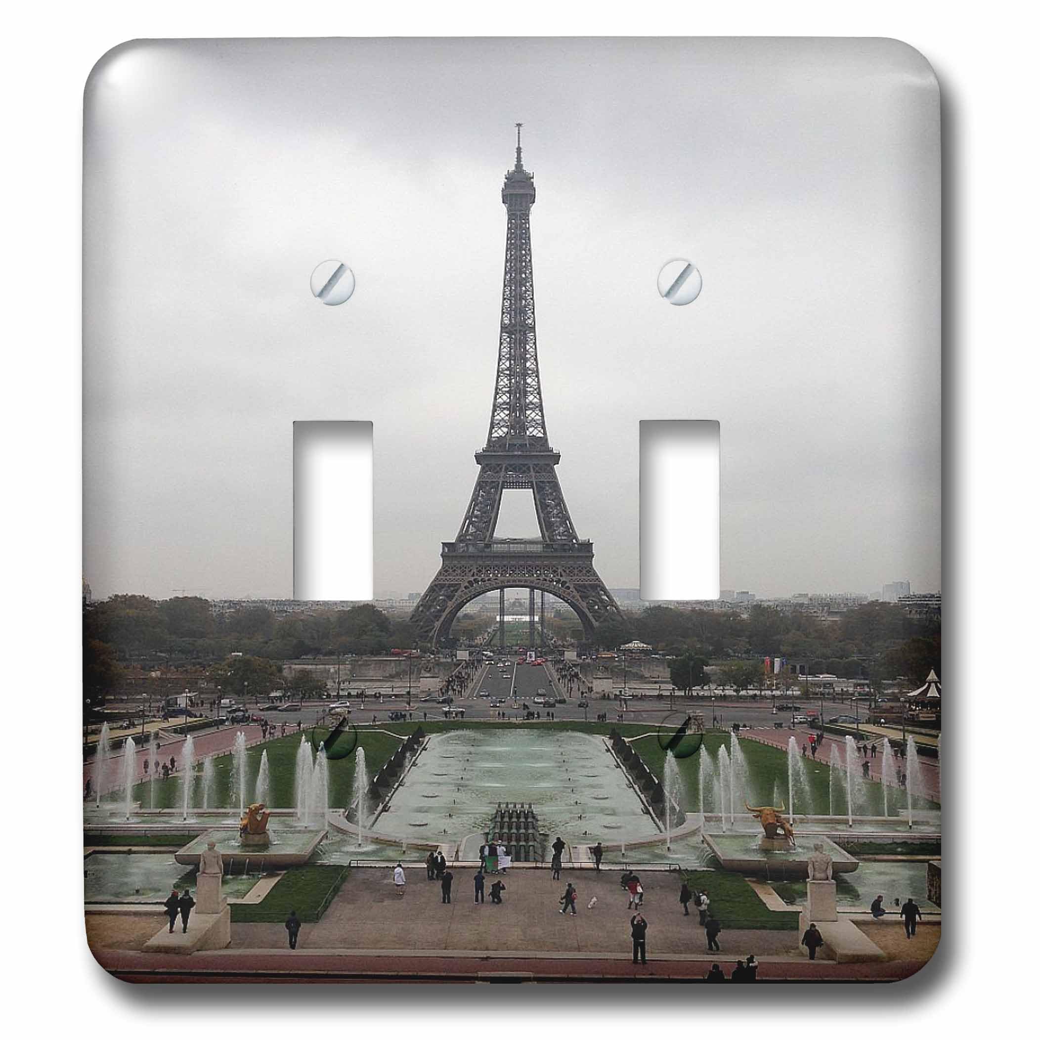 Tour Eiffel photo de prestige sur plaque de double interrupteur chic