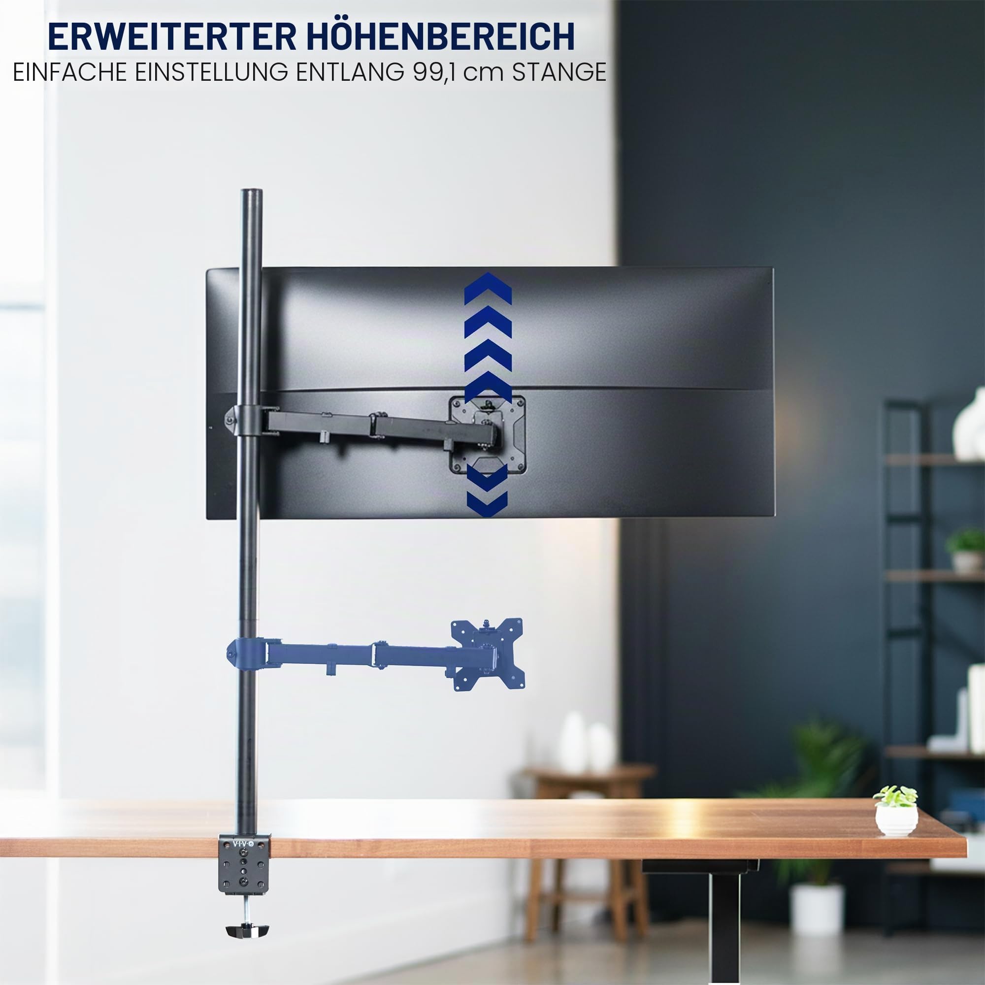 VIVO Stand-V011 Monitor-Schreibtischhalterung, 99,1 cm (39 Zoll) Stange, voll verstellbar, neigbar und schwenkbar, für Bildschirme von 33 bis 81,3 cm (13 bis 32 Zoll) mit VESA-Befestigung, Schwarz