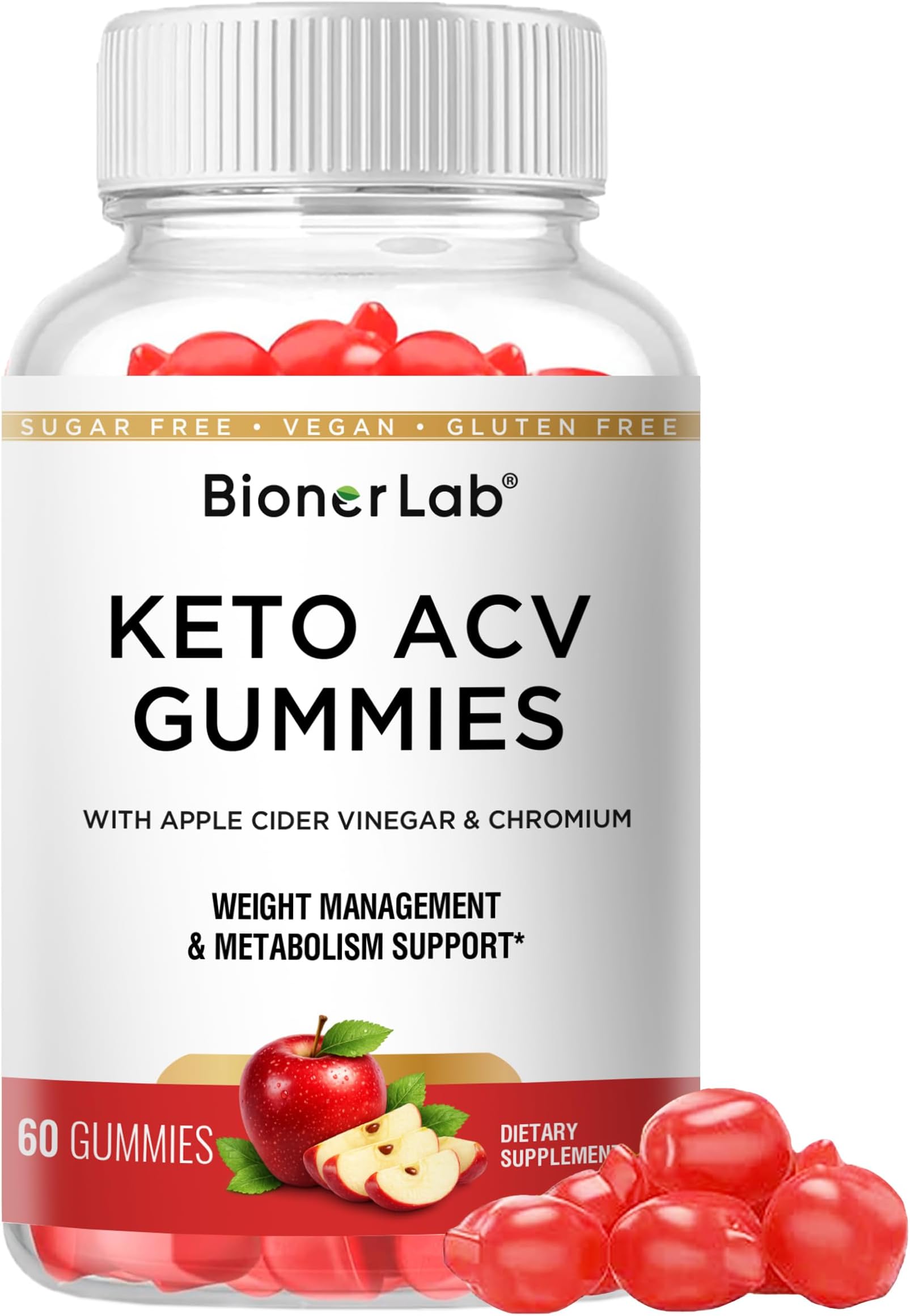 BionerLab Keto ACV Gummies for Advanced Weight Loss Rapid Belly Fat Burn - Sugar Gluten Free Pro Active Super Apple Cider Vinegar Diet Supplement for Men Women - Digestion Metabolism Hair Skin Health