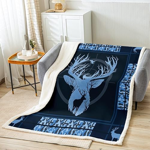 Miniatura 17 de Manfei Manta de camuflaje gris para sofá, manta de cama temática de caza de animales salvajes para niños y adultos, decoración de habitación, manta