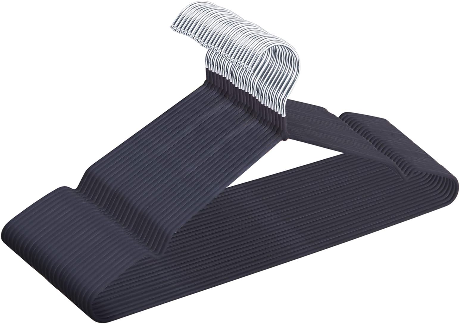 J.S. Hanger Heavy Duty Metal Hanger Suit Coat Hangers Chrome and Black Friction, Set of 20