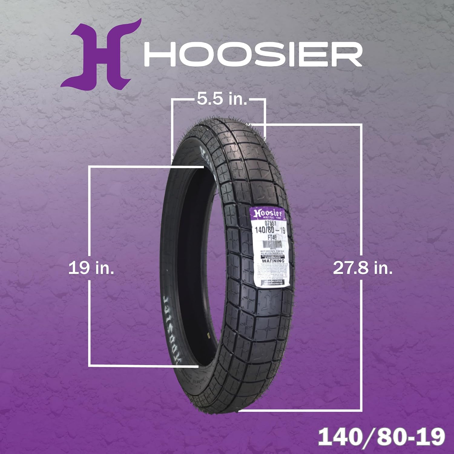 Hoosier Racing Tire 140/80-19 FT40 Dirt Bike Rear Tube Type Tire Ideal for Flat Track Bikes with Hoosier Keychain