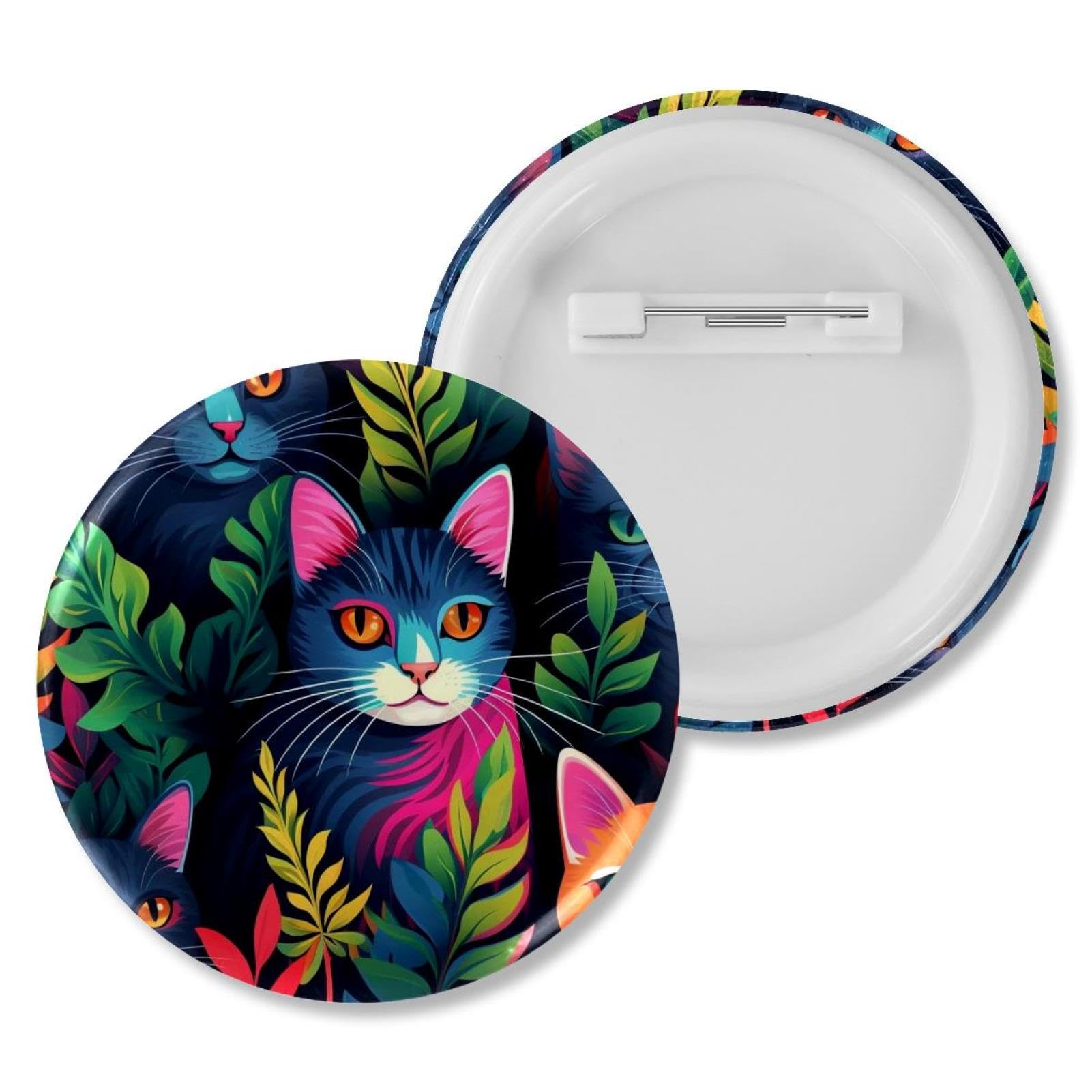 6-Pack Children's Durable and Trendy Button Pins, Adorable Brooches Perfect for Attaching to Clothes, Backpacks, Caps, and Jackets, Colorful Cat