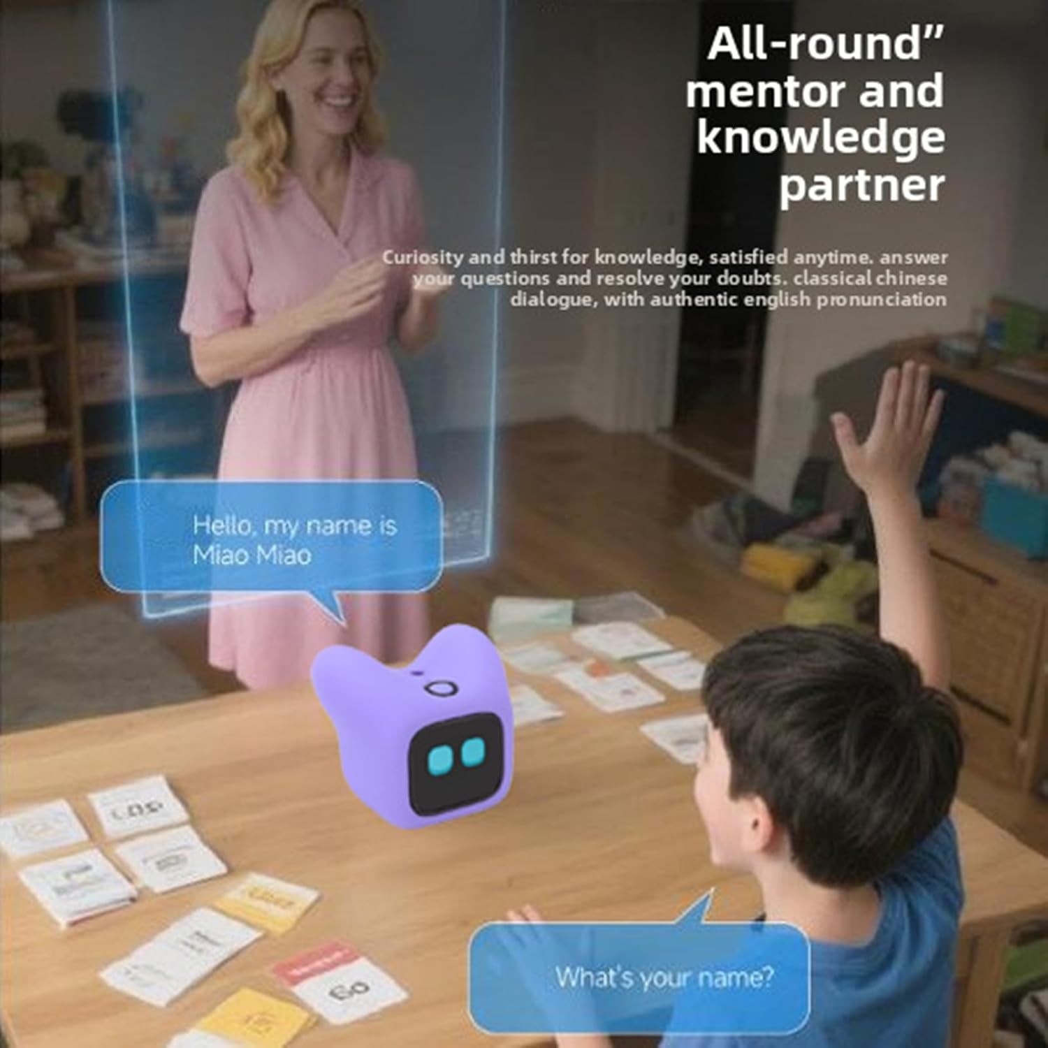 Luocute Interactive AI Robot Pet, Emotional Companion with Voice Recognition and Magnetic Charging, Educational Toy for Kids Ages 4+, Learning Partner with Dual Modes (Purple)