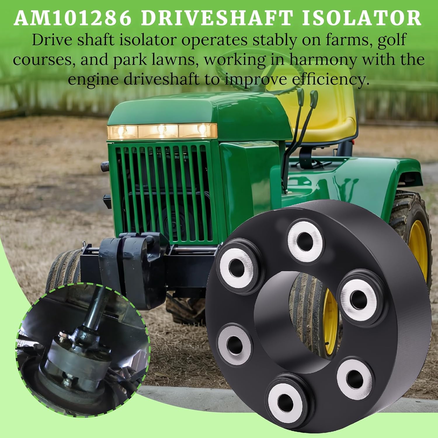 Driveshaft Isolator AM101286 Compatible with John Deere 322 330 332 1420 1435 1445 Garden Tractor F912 F915 F925 F932 F935 Front Mower Replacement Parts Models 030000 Serials Not Fit 030001 Higher