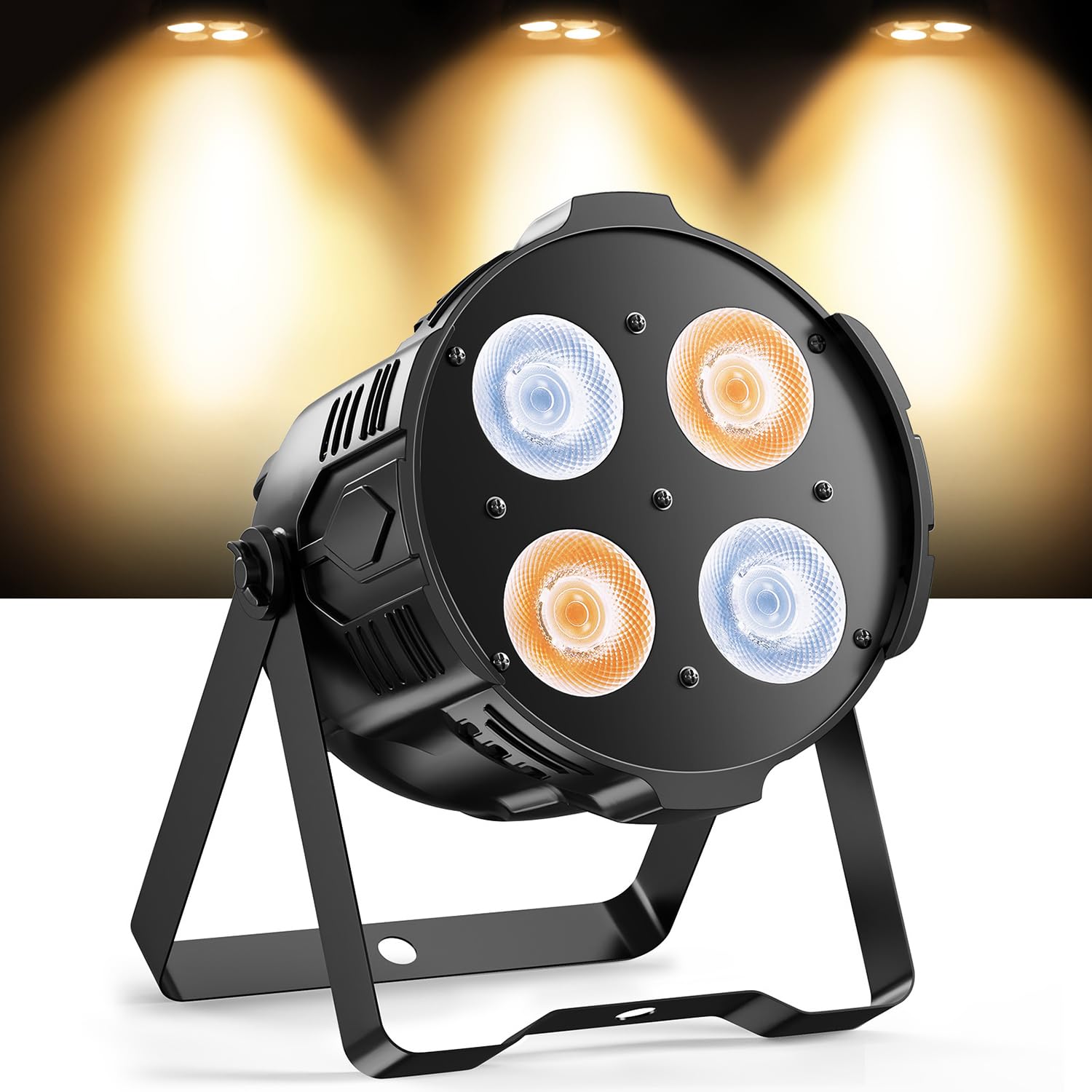 Yxfazpp White Cob Par Stage Lights 200W Led Spotlight Stage Lights Warm & Cool Uplights For Events, Dmx & Sound Activated Control Party Lights (1Pcs)