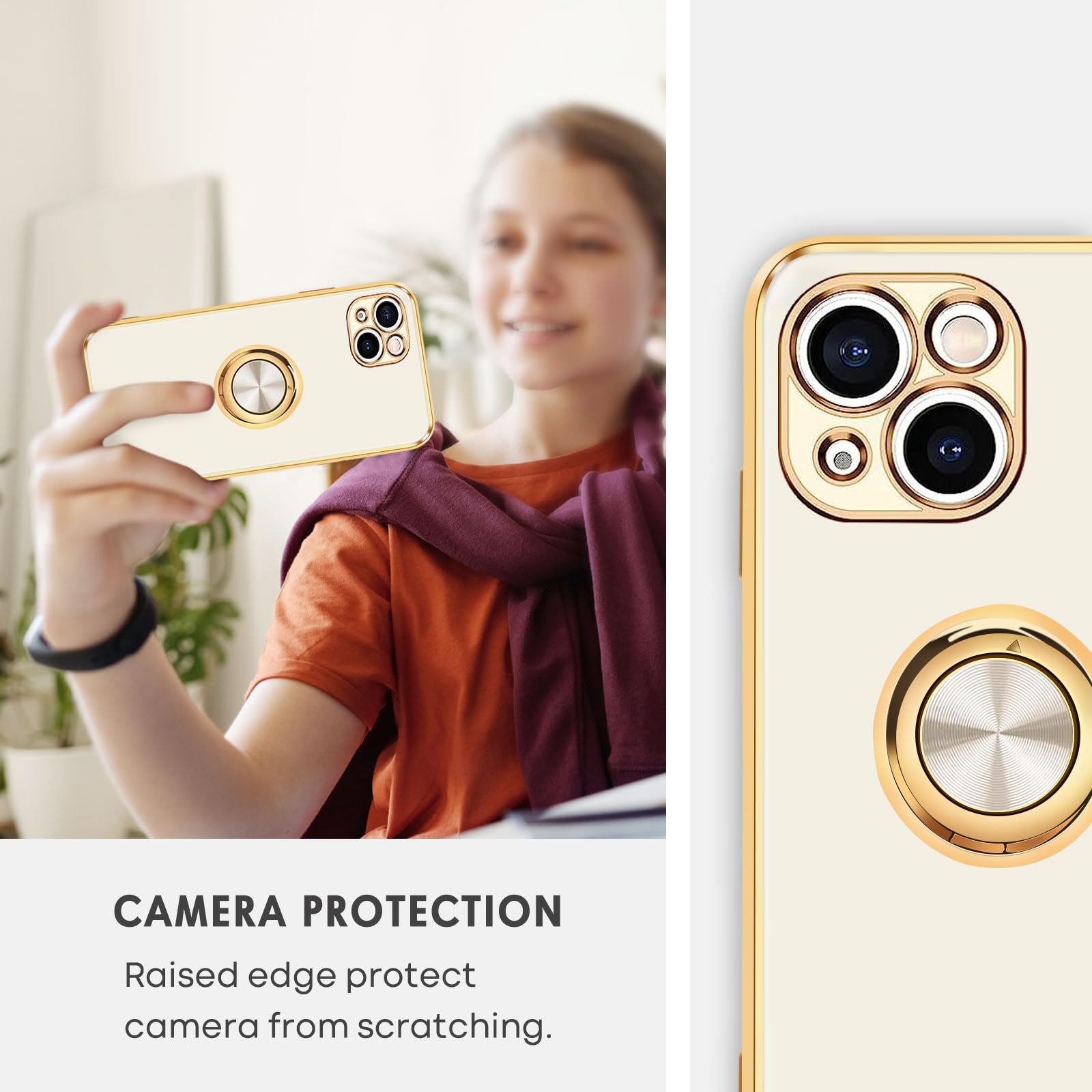 Coque IPhone 13 En Silicone TPU Souple - Avec Support Anneau 360°, Antichoc Et Anti-rayures