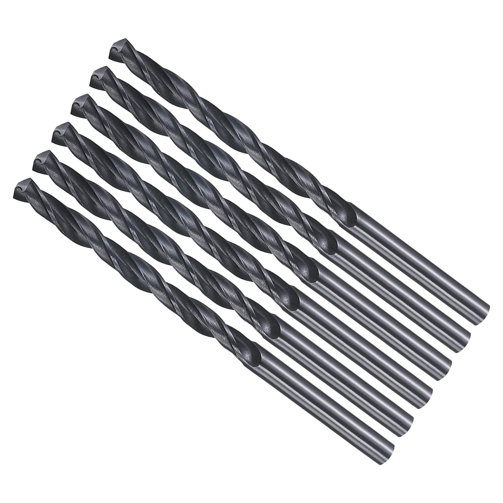 METALLIXITY 4.8mm Drill Bit (3/16") 6Pcs, 4241 High-Speed Steel Straight Shank Nitriding Black 118ยฐ for Wood Plastic Iron Copper Aluminum Low Soft Metal