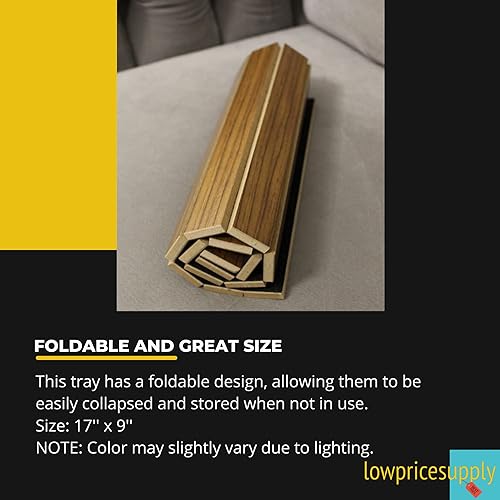 Miniatura 5 de Bandeja plegable de nogal para mesa de sofá, portátil, para muebles de oficina en casa, escuela, tamaño 17 x 9 pulgadas