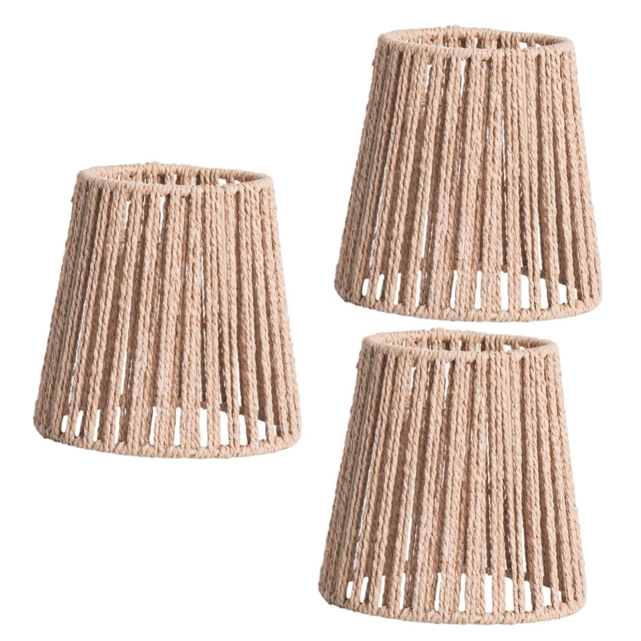 STOBAZA Pantalla De Lámpara De Mimbre y Ratán - 3 Piezas Protector De Cuerda Para Restaurante, Color Khaki