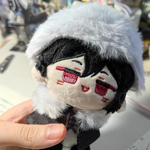 Miniatura 4 de CALEMBOU Llavero de peluche de anime, 4 pulgadas, lindo llavero de peluche de Chibi para mochila, Dazai Osamu Chuuya Rampo Dostoievsky de felpa para