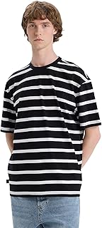 DeFacto Mens Box Fit Crew Neck Short Sleeve Young Knitted T-Shirt E1160AX T-Shirt