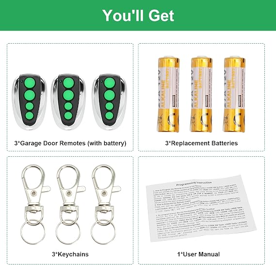 Garage Door Remote Compatible with TOPENS M12, 4 Buttons Garage Door Opener, Wireless Transmitter for Automatic Swing Sliding Gate, Garage Door (3PCS)