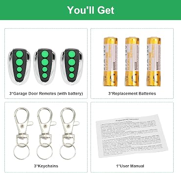 Garage Door Remote Compatible with TOPENS M12, 4 Buttons Garage Door Opener, Wireless Transmitter for Automatic Swing Sliding Gate, Garage Door (3PCS)