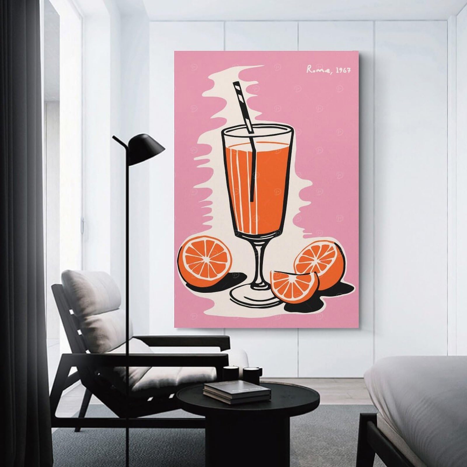 Junmoney Orange Spritz in Rome Room Decor Wall Art, 24x36inch(60x90cm), for Entrance Spaces, Stair Walls Or Halls, A Stylish Accent for Home Entrances