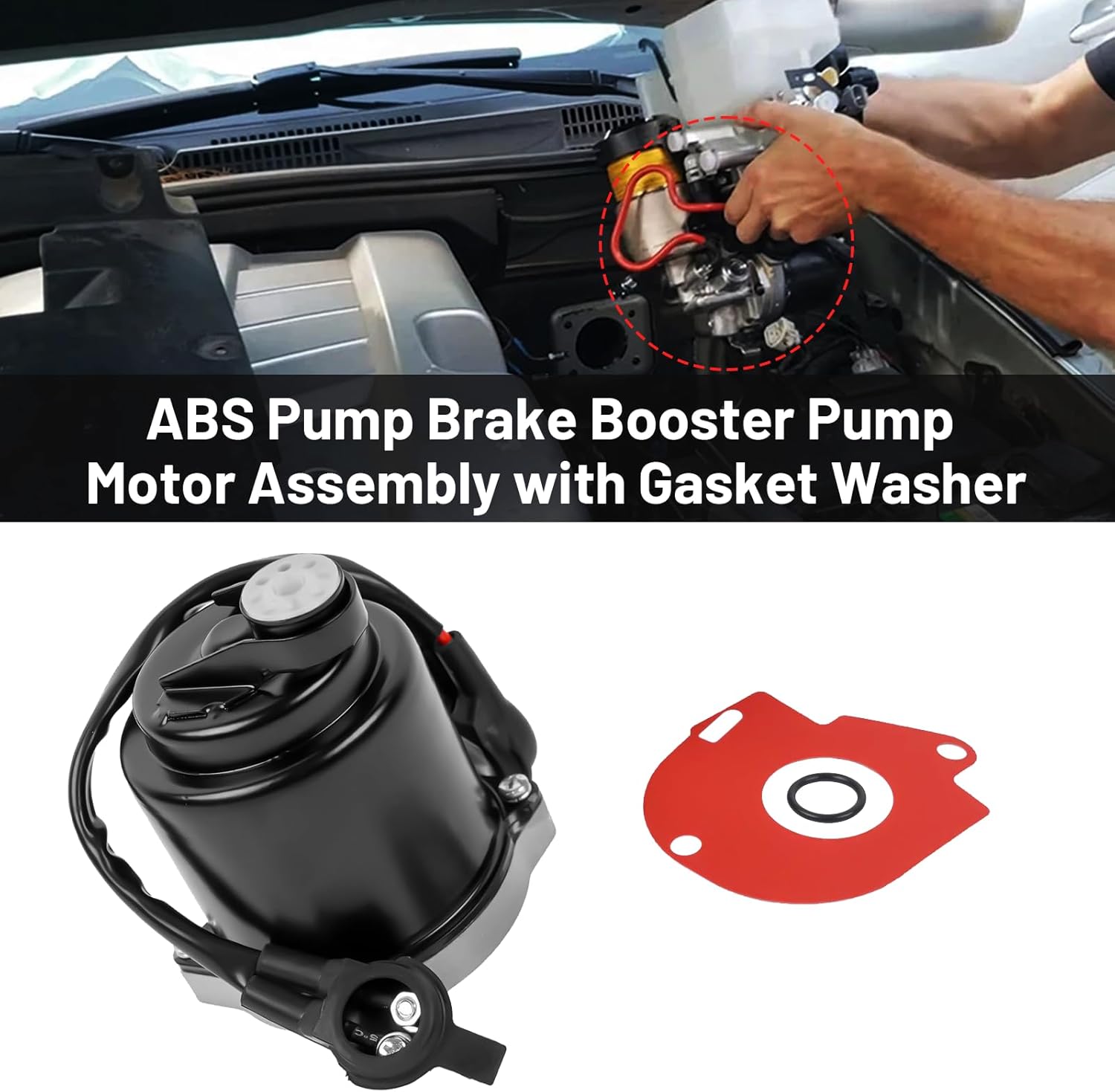 4796060010 ABS Pump Brake Booster Pump Motor Assembly with Gasket Washer Fit for 2003-2004 Lexus LX470 Toyota Land Cruiser 4Runner Tacoma Tundra Replaces# 47960-60010