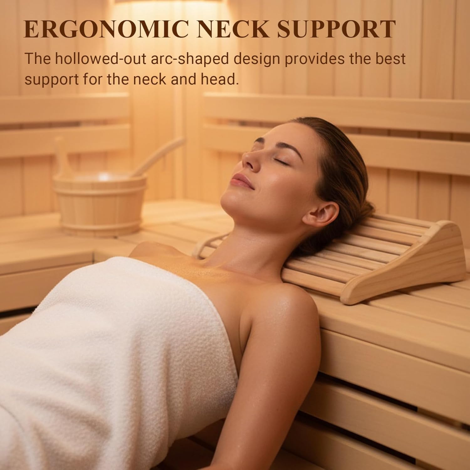 2PCS Sauna Headrest Hollow-Out Wooden Sauna Pillow Neck Support for Infrared, Traditional, Barrel, Steam Pillow, Headrest, Accessories, Neck Support, Massage for Bed