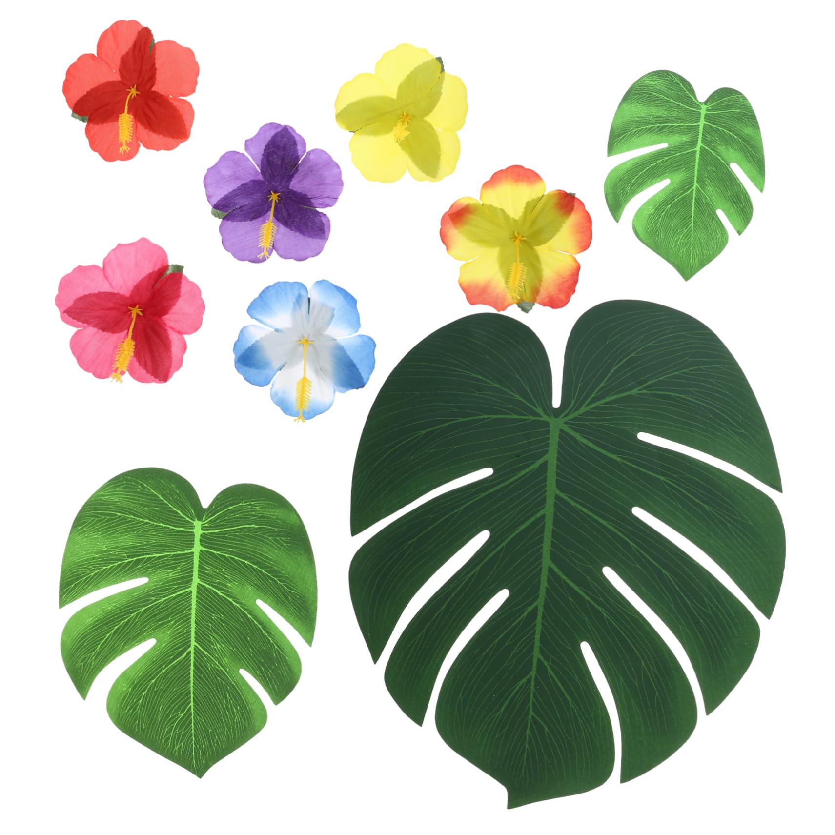 1satz Hawaii Party Tischdekoration Teiliges Mit Künstlichen Blättern Und Hibiskusblumen Für Tropische Feiern Luau Deko Fotorequisiten Und Partyanlässe