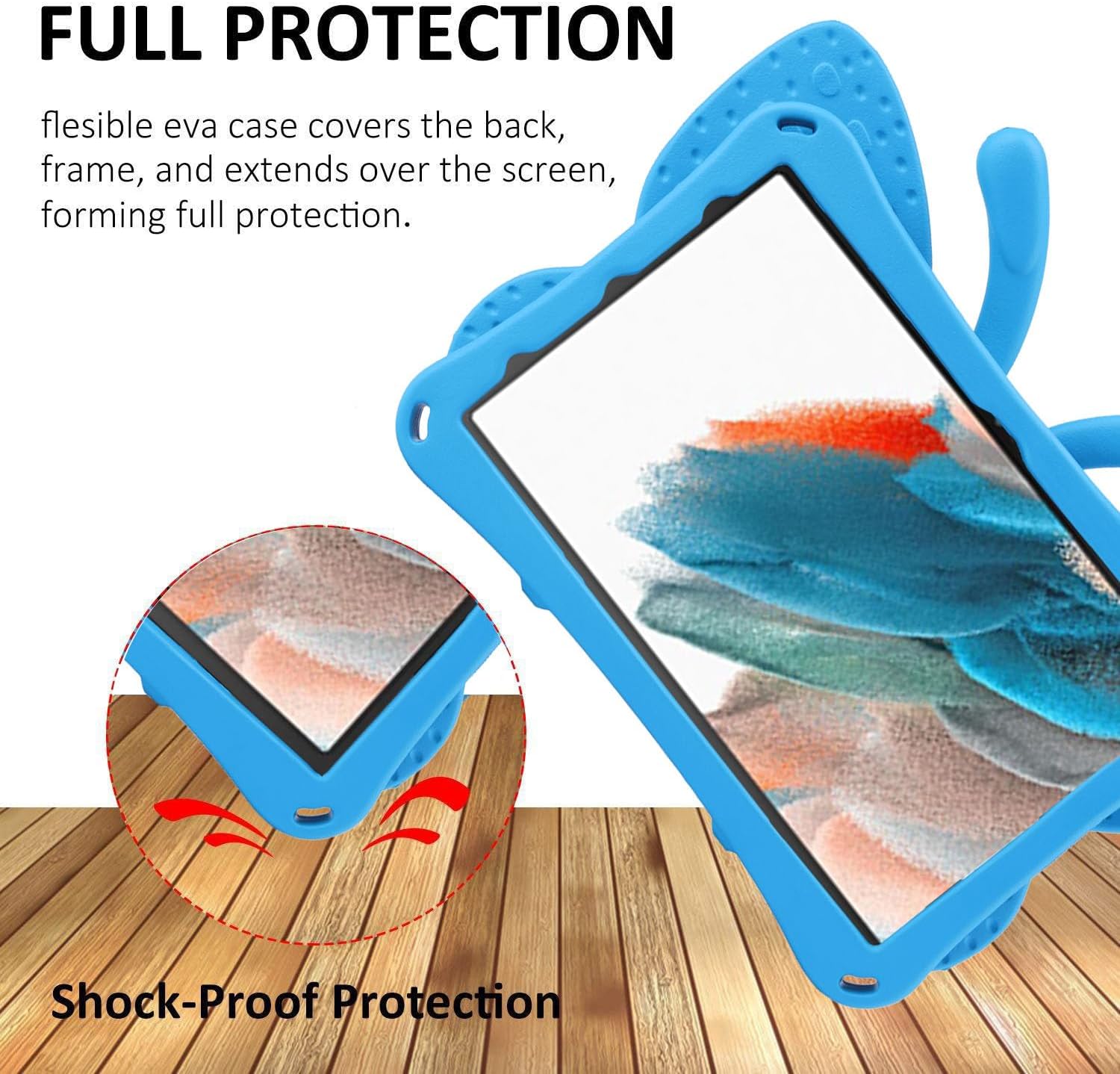 Simicoo Lenovo Tab M11 Tablet 11 inch 2024 Cute Butterfly Case with Stand for Kids Girl Light Weight EVA Rugged Shockproof Full Cover Kids Friendly Kids Pro case for Lenovo Tab M11 (Blue) image 3