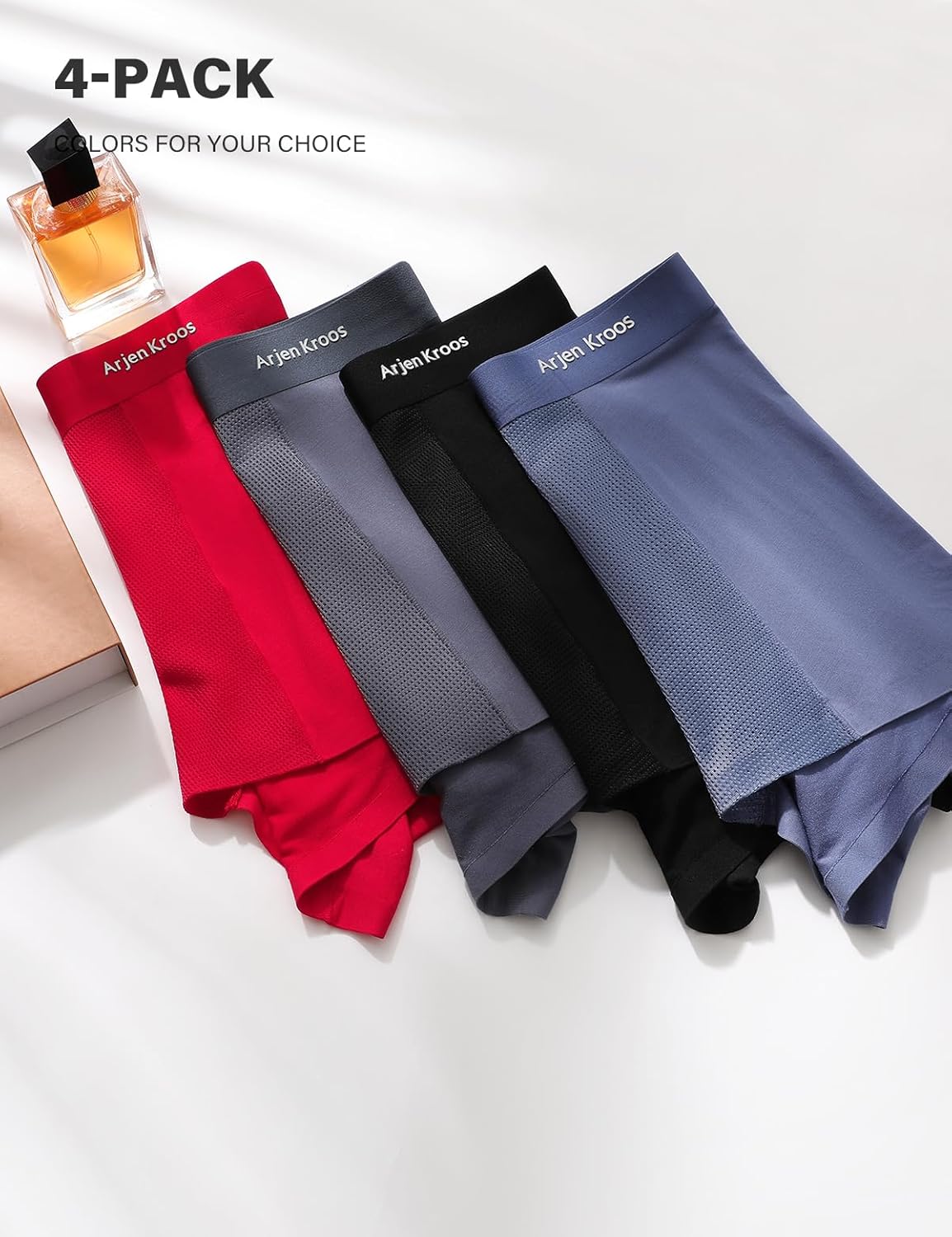 Arjen Kroos Mens Boxer Briefs Sexy Modal Mesh Underwear with Pouch Moisture Wicking Breathable Trunks 4 Pack - Image 5