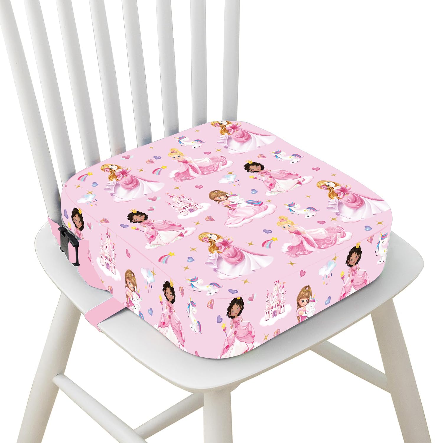 Chair Cushion for Dining Table, 4" Chair Pad with Non-Slip Bottom, Portable Cushion with 2 Adjustable Straps (Jungle Animal)