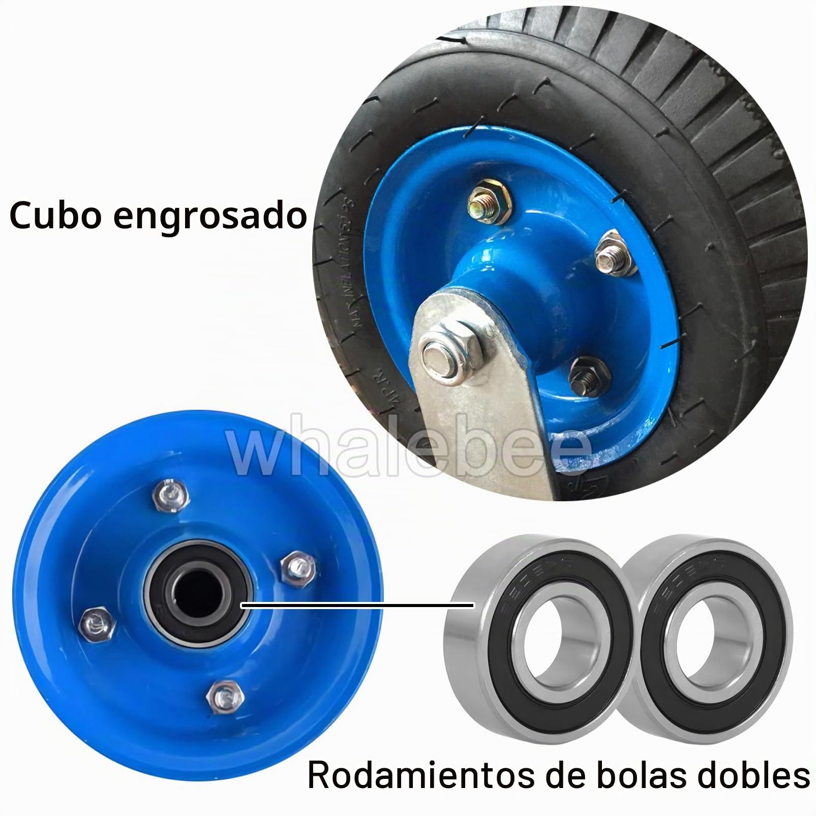 Rueda Industrial Ruedas Giratorias para Carro De Transporte, Carros De Jardín - Servicio Pesado 2 Ruedas Fijas Y 2 Giratorias, 15cm 20cm 25cm Ruedas Neumáticas De Goma, Ruedas De Plato