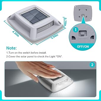 Solar Driveway Lights Outdoor 16 Pack, IP68 Waterproof Dock Lights, White